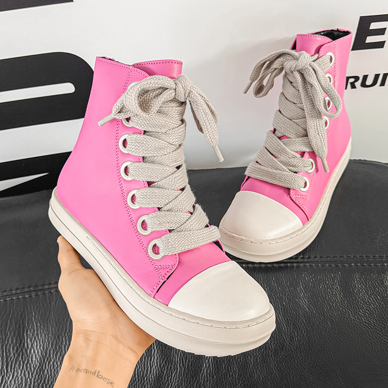 Street Fashion Rome - Original Pink Men High-top Sneakers Zip