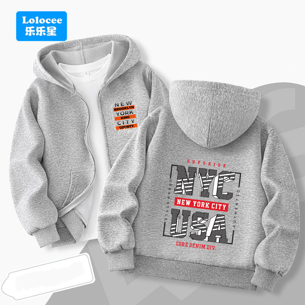 Street Fashion Of New York - NEW YORK USA Letter Boys' Hooded