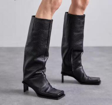 Street Fashion Style Youtube - Retro Women Black Leather Square Toe
