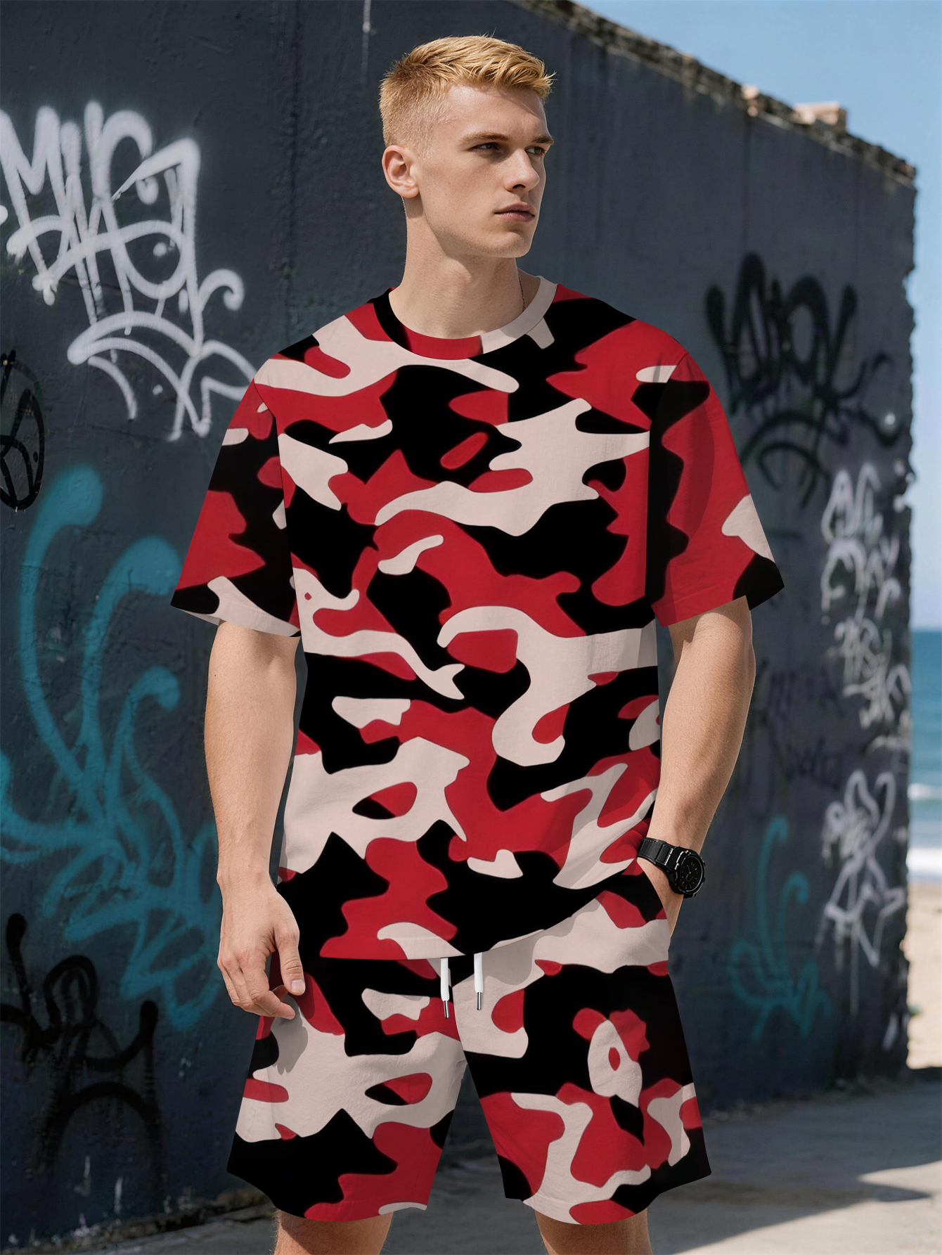 Camo Pattern Set - 2026 Summer New Men's Short-Sleeved Set