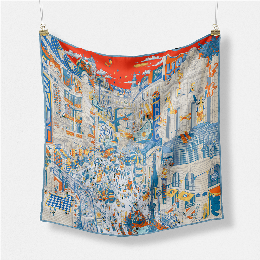 Street Fashion Hijab - Twill Silk Scarf Woman Commercial Street