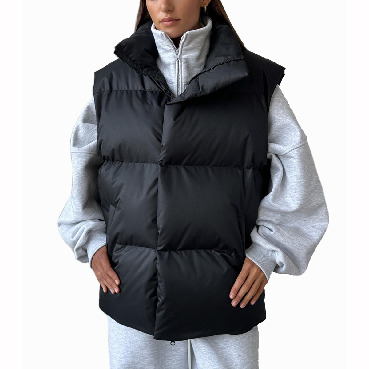 Puffer Vest Padded - Women's Outerwear Casual Vest Down Padded