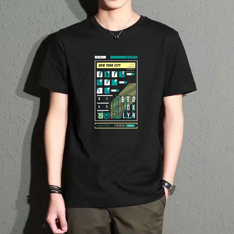 Street Fashion Of New York - Men's Black Round-Neck Short-Sleeved T-Shirt, New