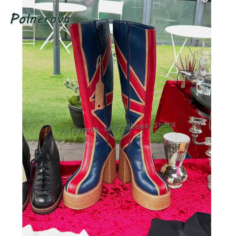 Girl Fashion Street - Union Jack Platform Fashion Boots Round
