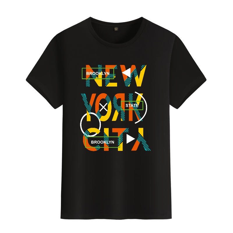Men's Black Round-Neck Short-S - Street Fashion Of New York บทวิจารณ์และราคา