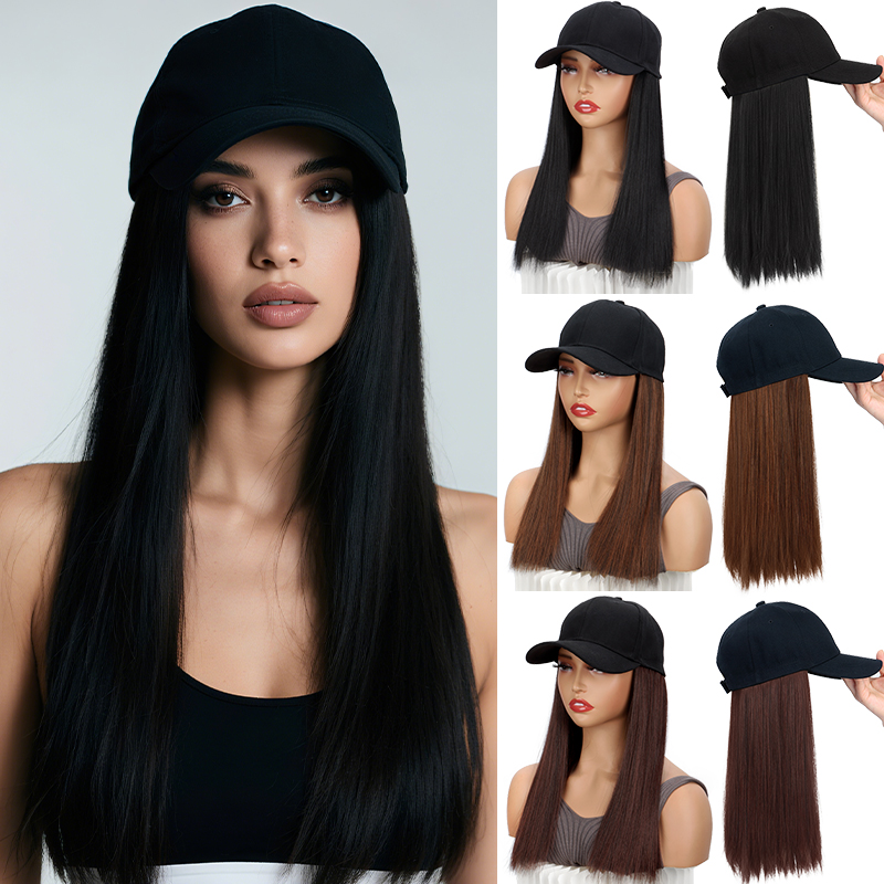 Fashion Black Wig Baseball Cap - Baseball Cap Fitted บทวิจารณ์และราคา