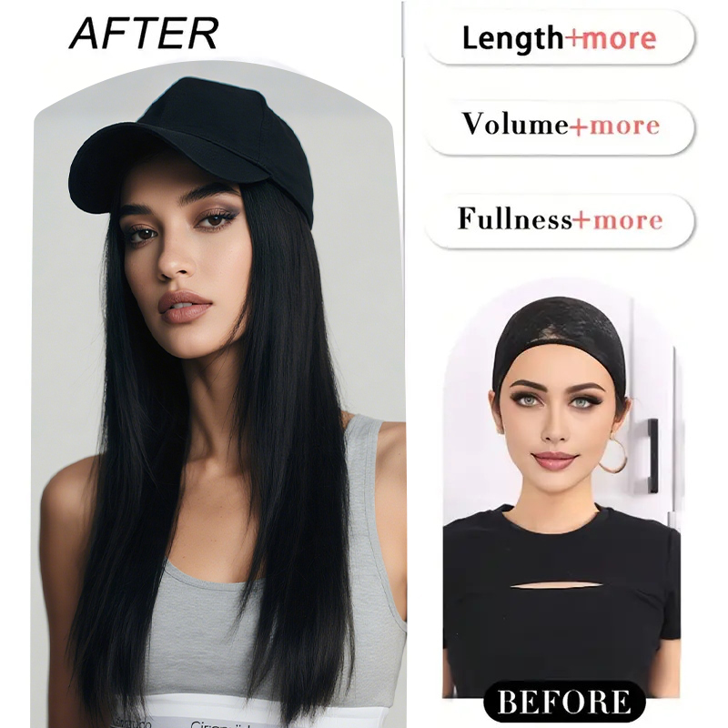 Fashion Black Wig Baseball Cap - Baseball Cap Fitted บทวิจารณ์และราคา