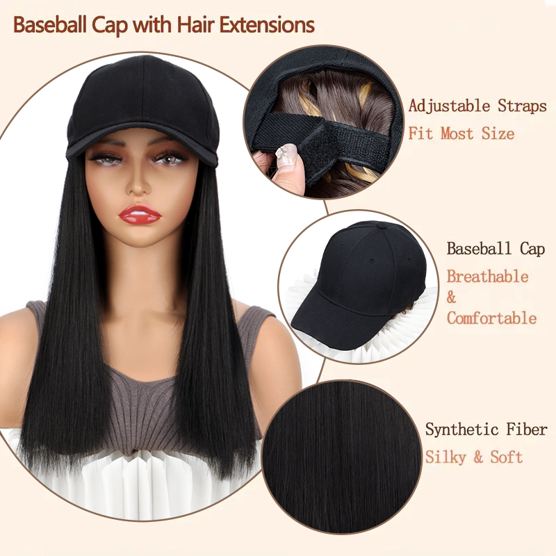 Fashion Black Wig Baseball Cap - Baseball Cap Fitted บทวิจารณ์และราคา