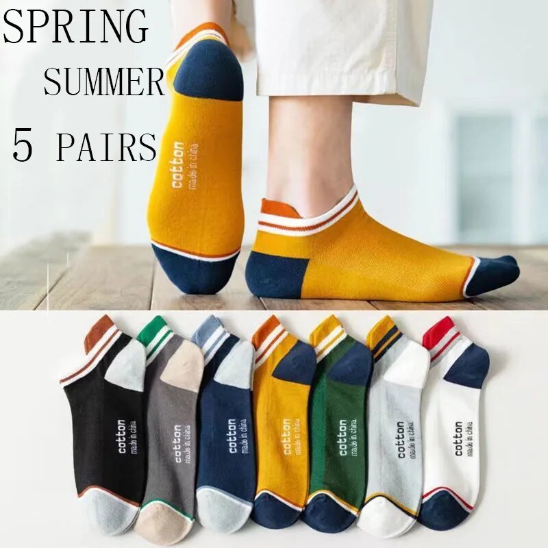5 Pairs Man Short Socks Fashio - Street Fashion Style Youtube บทวิจารณ์และราคา