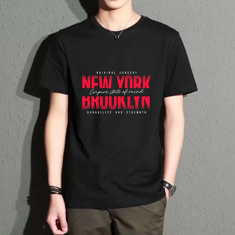Men's Black Round-Neck Short-S - Street Fashion Of New York บทวิจารณ์และราคา