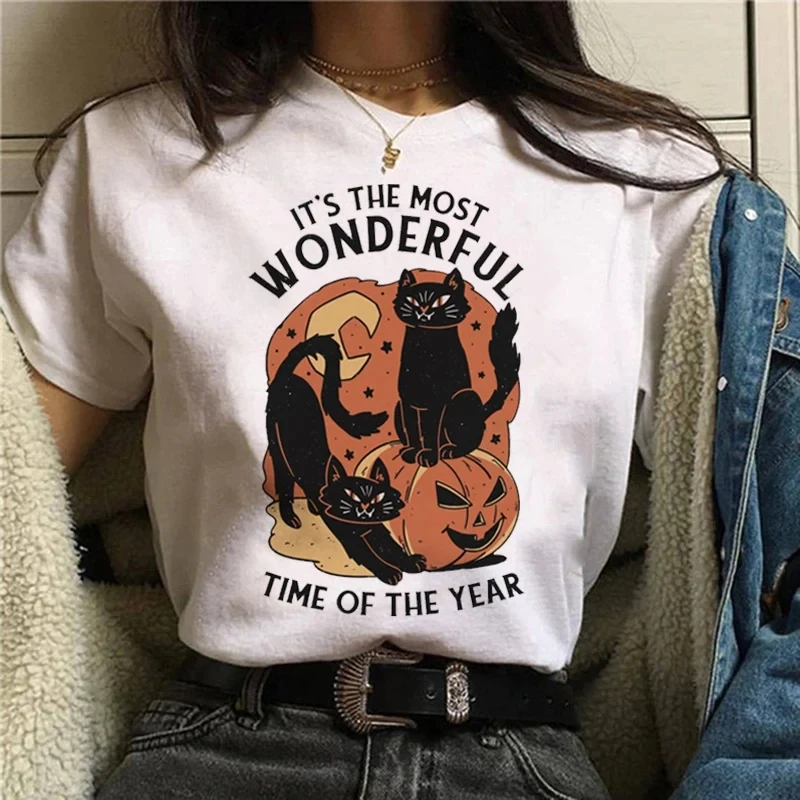 Cartoon Halloween Cat T-shirt  - Street Fashion Asian บทวิจารณ์และราคา
