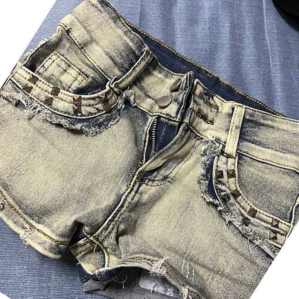 Retroy2K American Rivet Shorts - Girl Fashion Street บทวิจารณ์และราคา