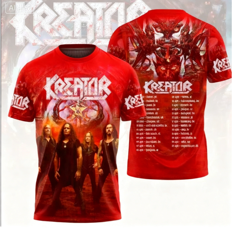 Kreator Germany Tour 3D Printe - Street Fashion Germany บทวิจารณ์และราคา