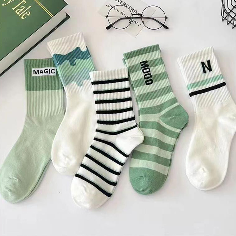 3/7 Pairs Women Striped Printe - Street Fashion Style Youtube บทวิจารณ์และราคา