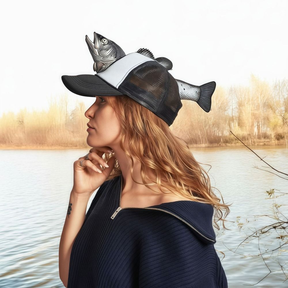 Funny 3D Fish Animal Trucker H - Baseball Cap Fitted บทวิจารณ์และราคา