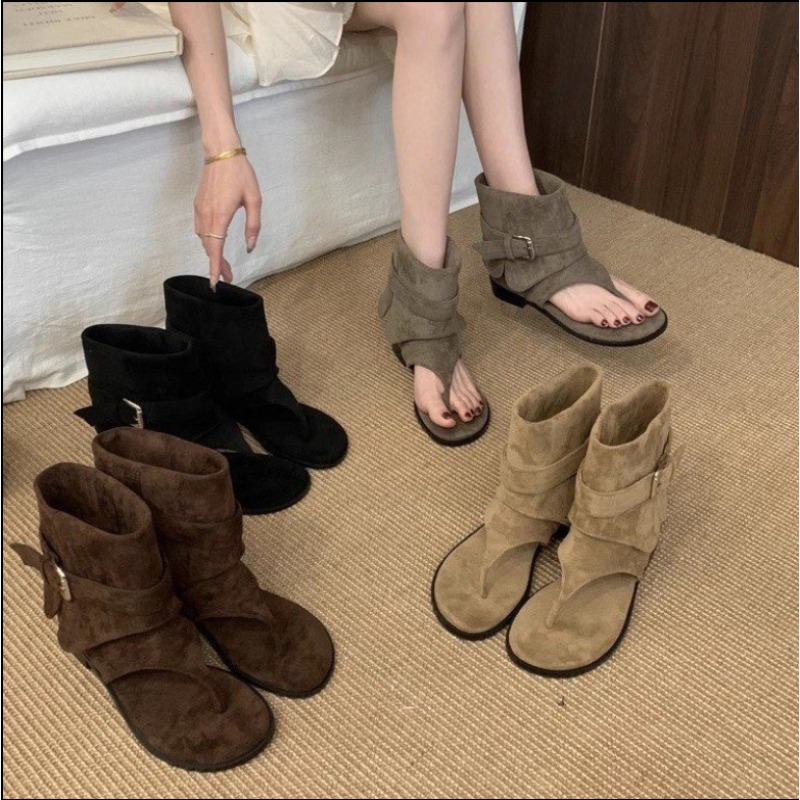 2025Spring Clip Toe Flats Sand - Street Fashion Rome บทวิจารณ์และราคา