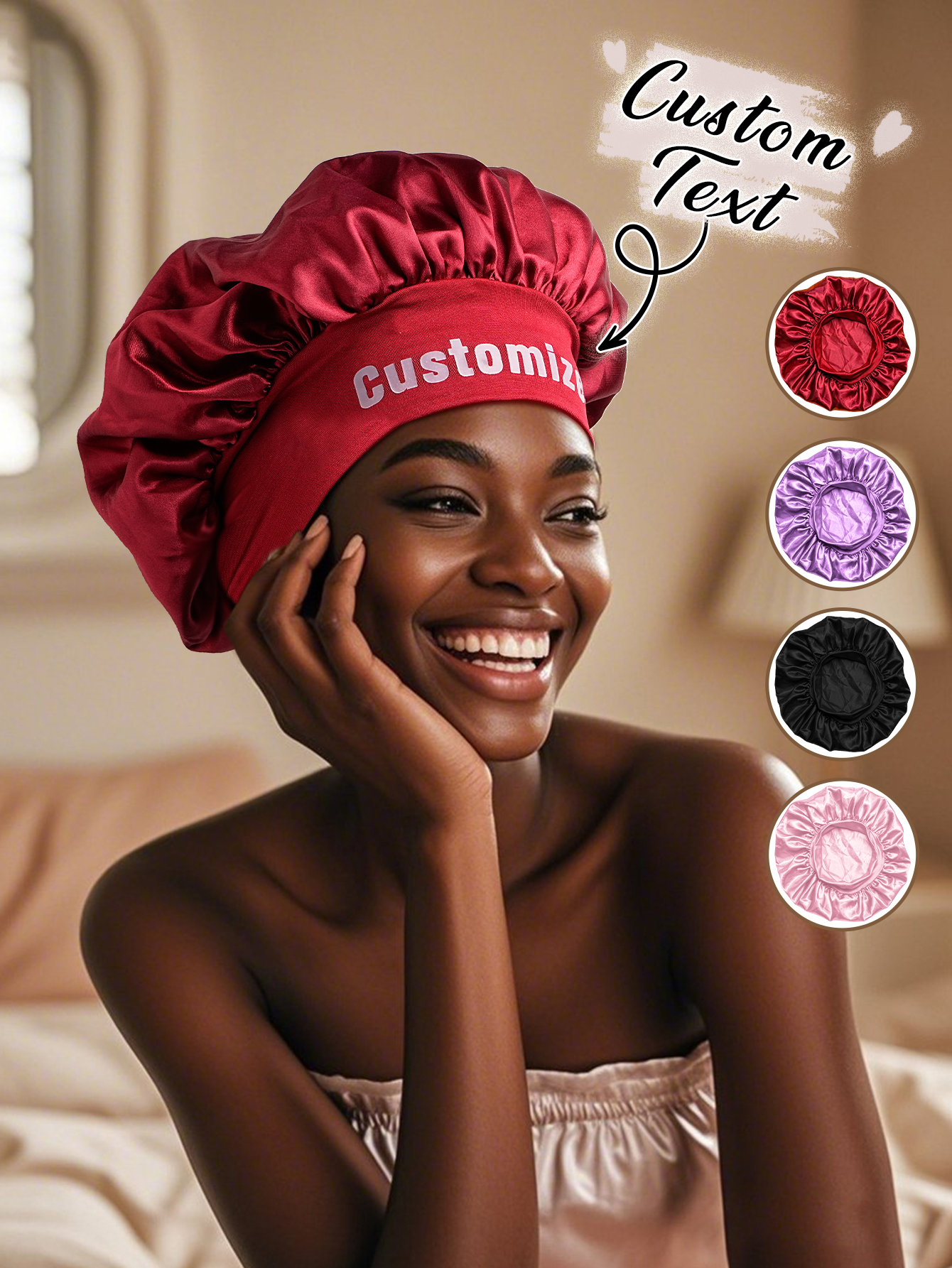Custom Name Silk Bonnet Person - Baseball Cap Fitted บทวิจารณ์และราคา