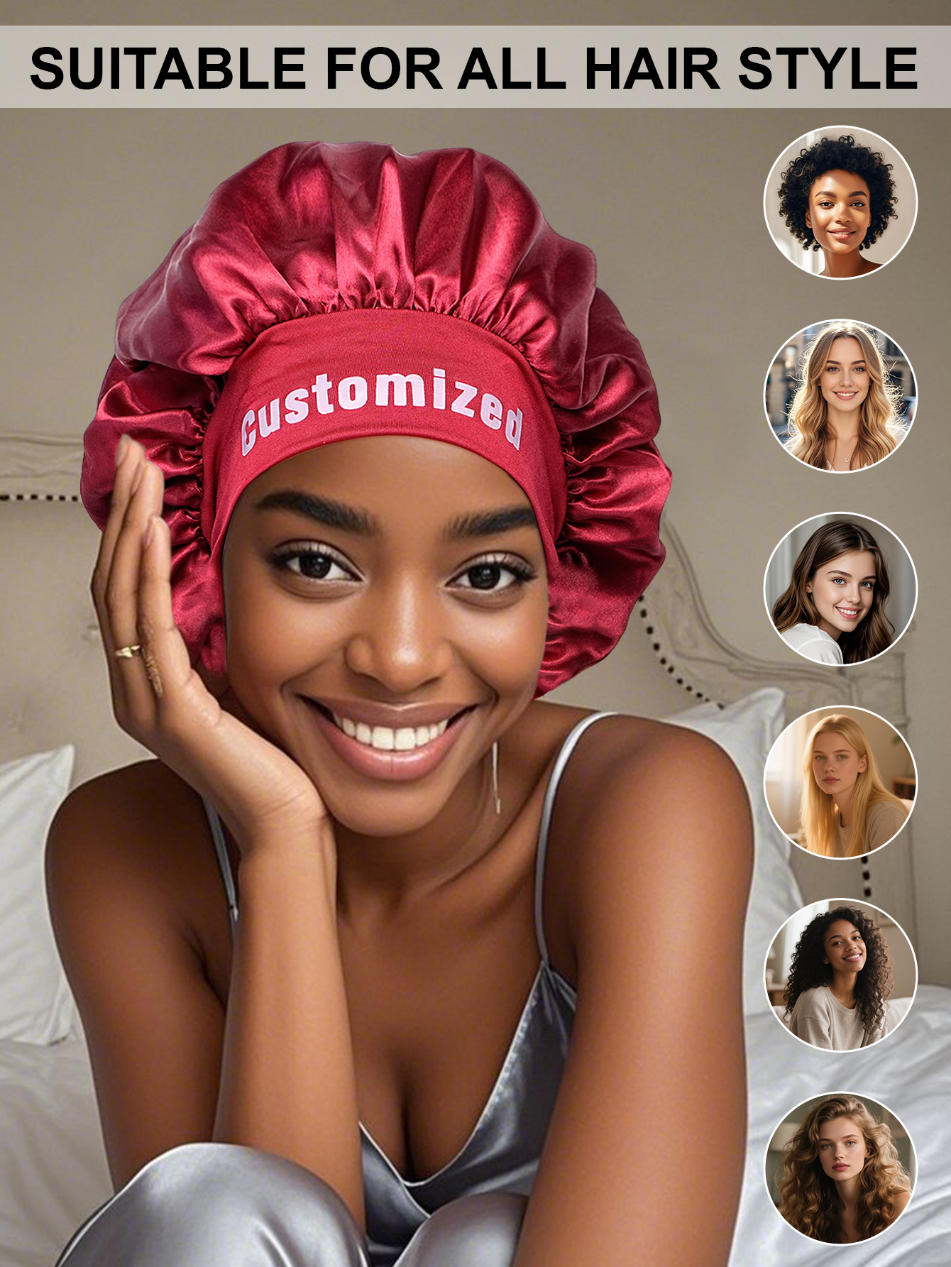 Custom Name Silk Bonnet Person - Baseball Cap Fitted บทวิจารณ์และราคา