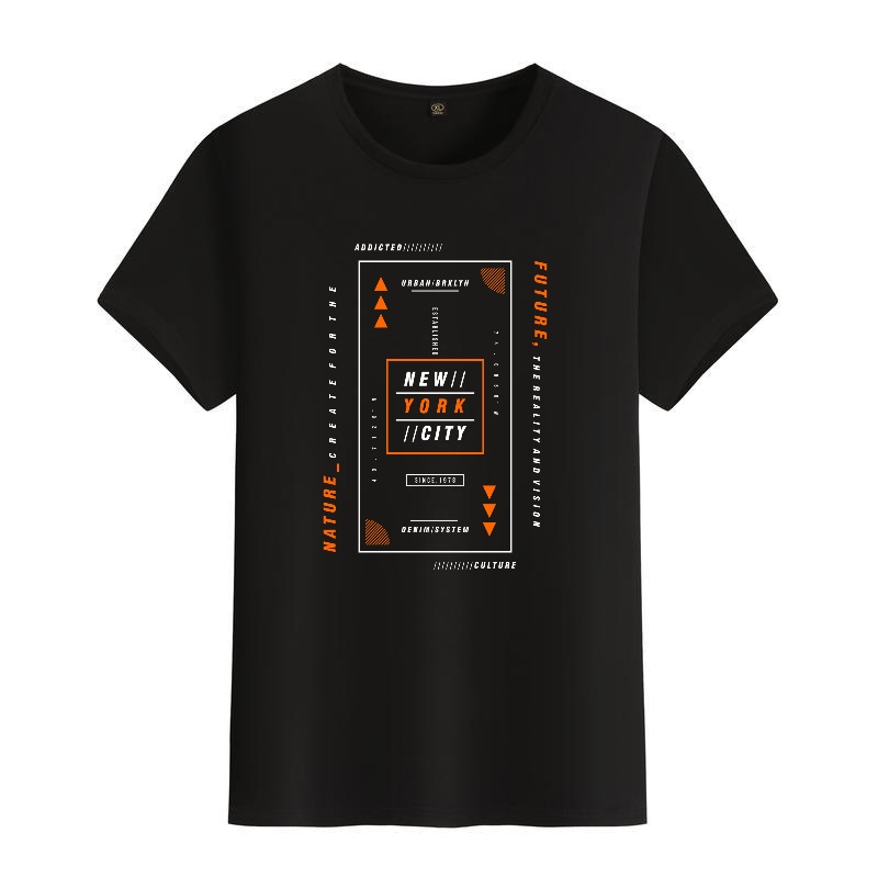 Men's Black Round-Neck Short-S - Street Fashion Of New York บทวิจารณ์และราคา