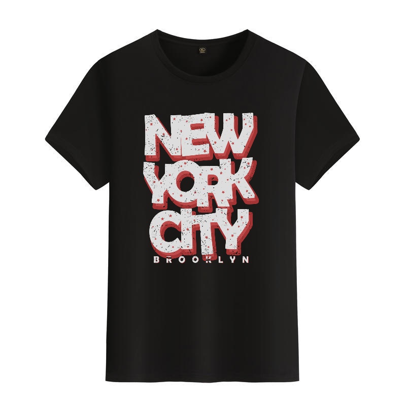 Men's Black Round-Neck Short-S - Street Fashion Of New York บทวิจารณ์และราคา