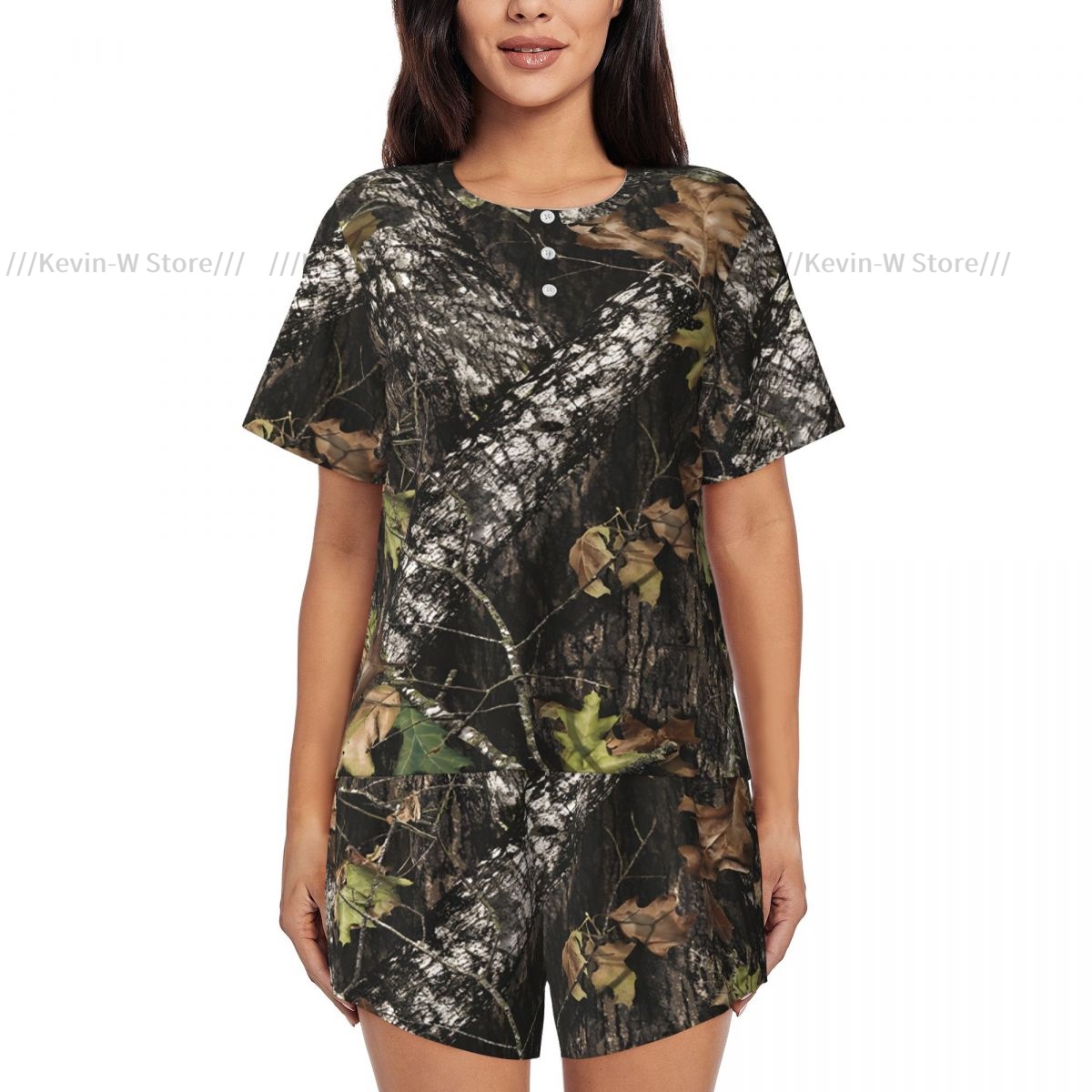 Two piece women's pajama round - Camo Pattern Set บทวิจารณ์และราคา