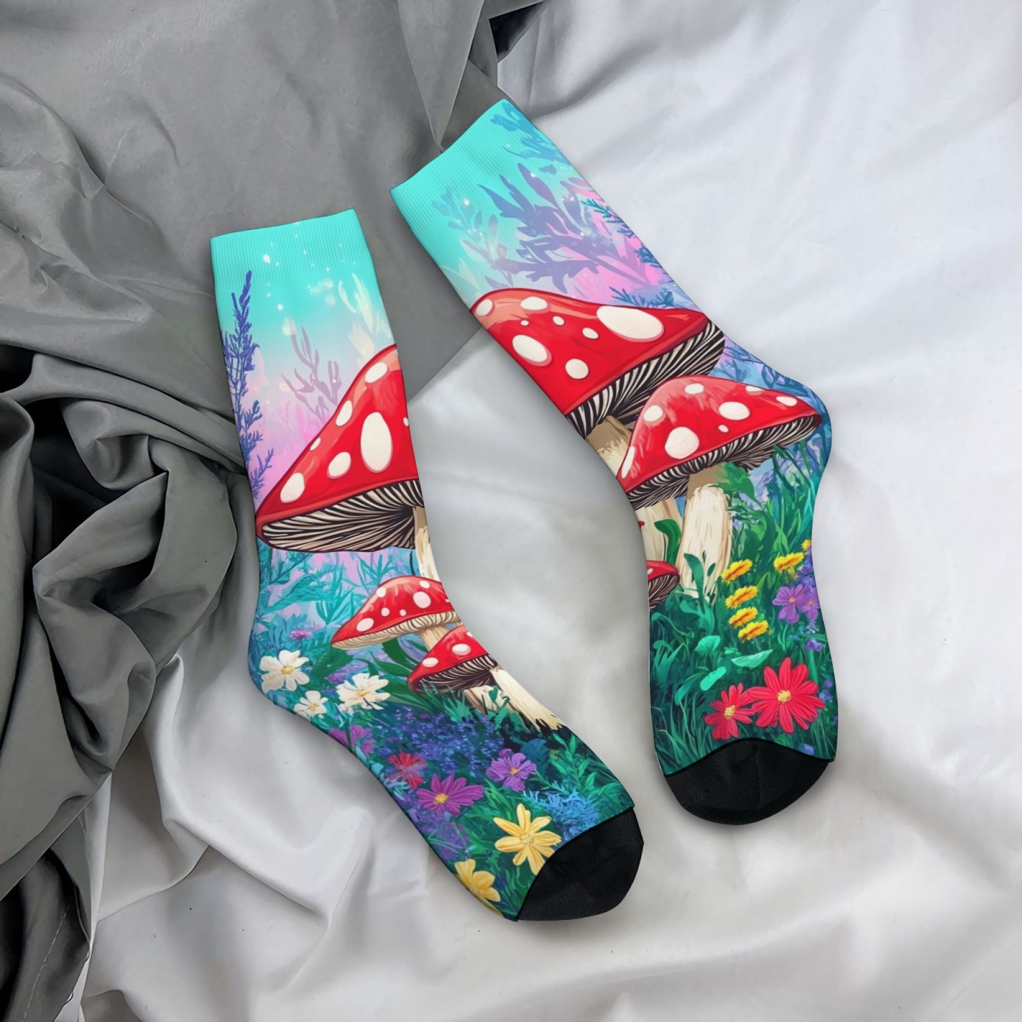 Magic Forest Mushroom Socks No - Street Fashion Style Youtube บทวิจารณ์และราคา