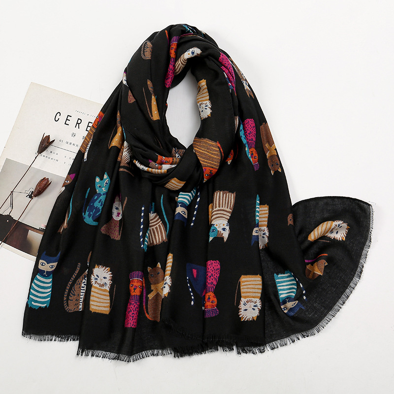Hot Selling Cat and Dog Printe - Street Fashion Hijab บทวิจารณ์และราคา