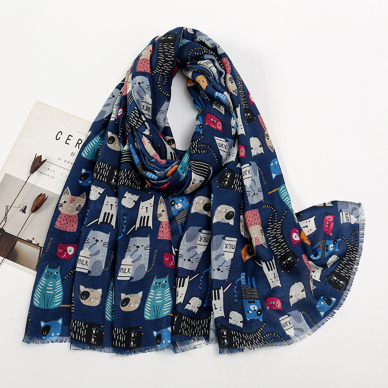 Hot Selling Cat and Dog Printe - Street Fashion Hijab บทวิจารณ์และราคา