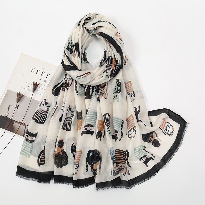Hot Selling Cat and Dog Printe - Street Fashion Hijab บทวิจารณ์และราคา