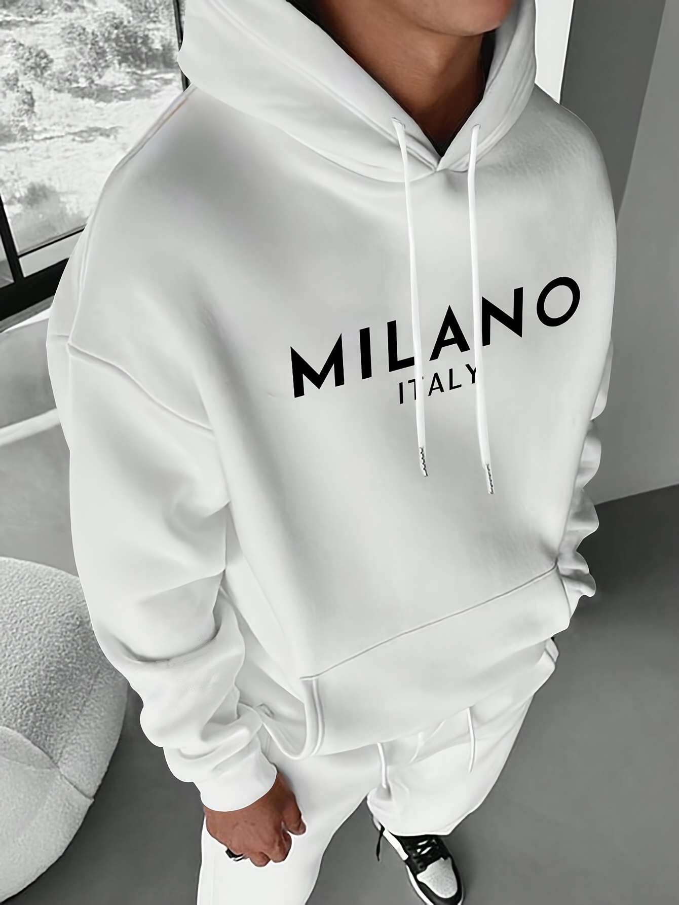 Milan Letter Men Women Hoodie  - Street Fashion Of Milan บทวิจารณ์และราคา