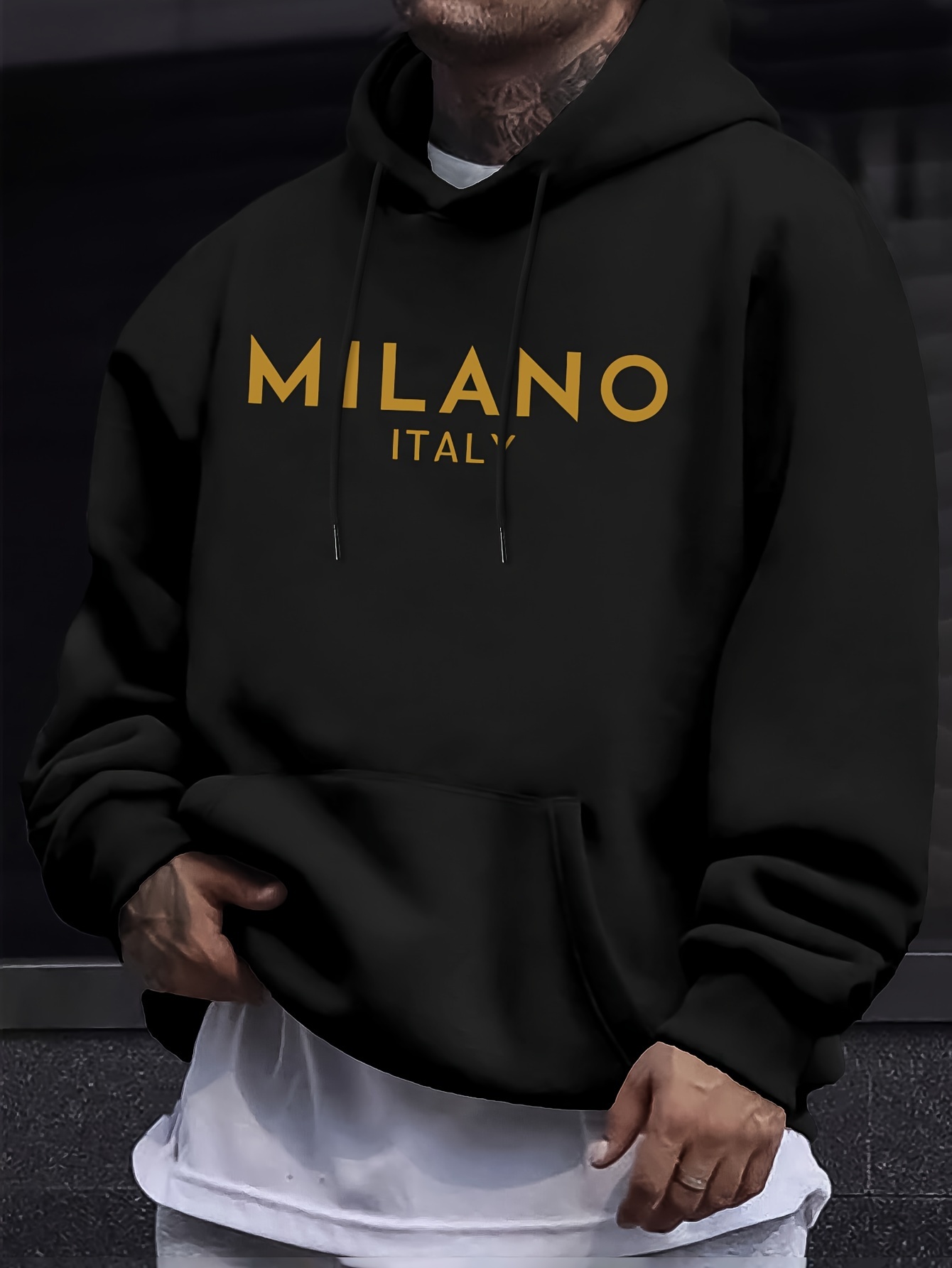 Milan Letter Men Women Hoodie  - Street Fashion Of Milan บทวิจารณ์และราคา