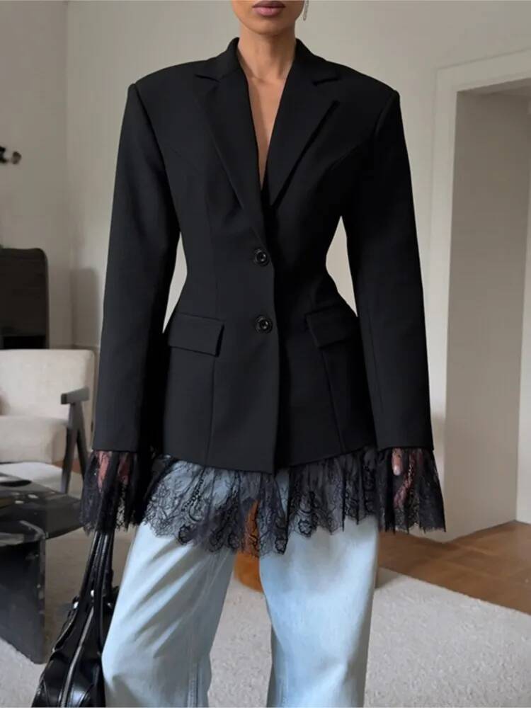 Elegant Lace Blazer Coat Women - Street Fashion Taiwan บทวิจารณ์และราคา