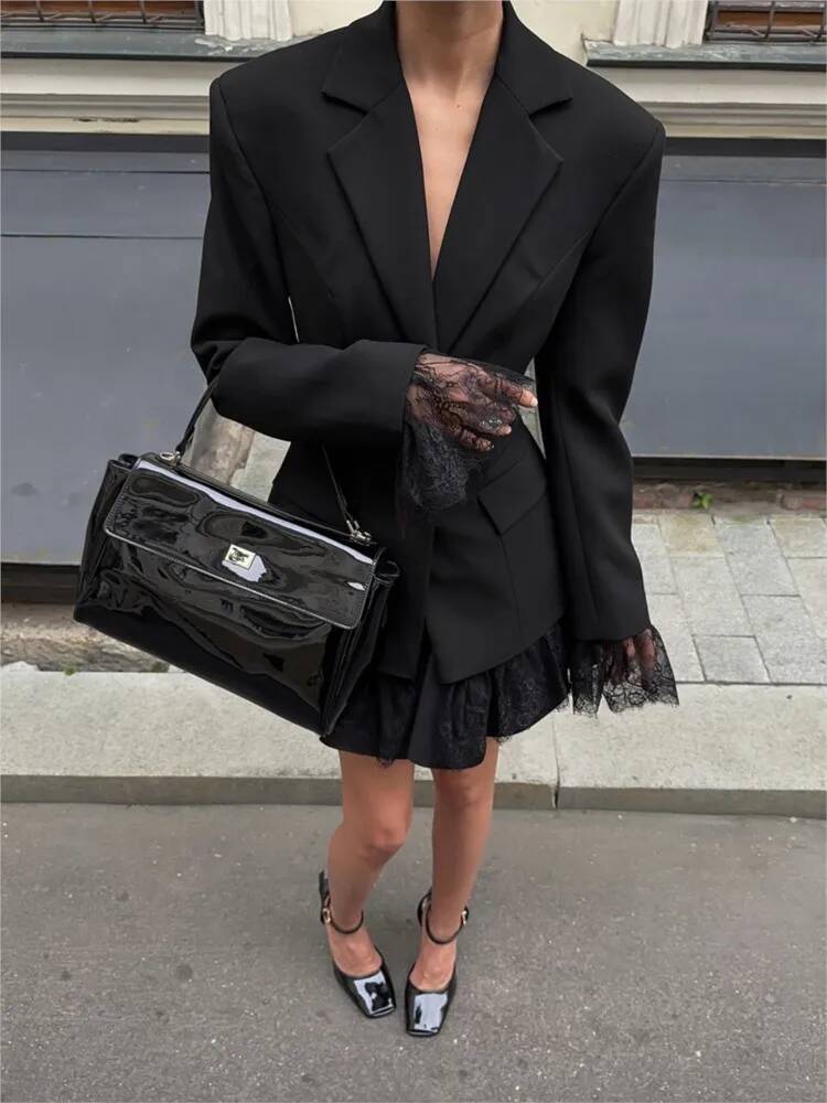 Elegant Lace Blazer Coat Women - Street Fashion Taiwan บทวิจารณ์และราคา