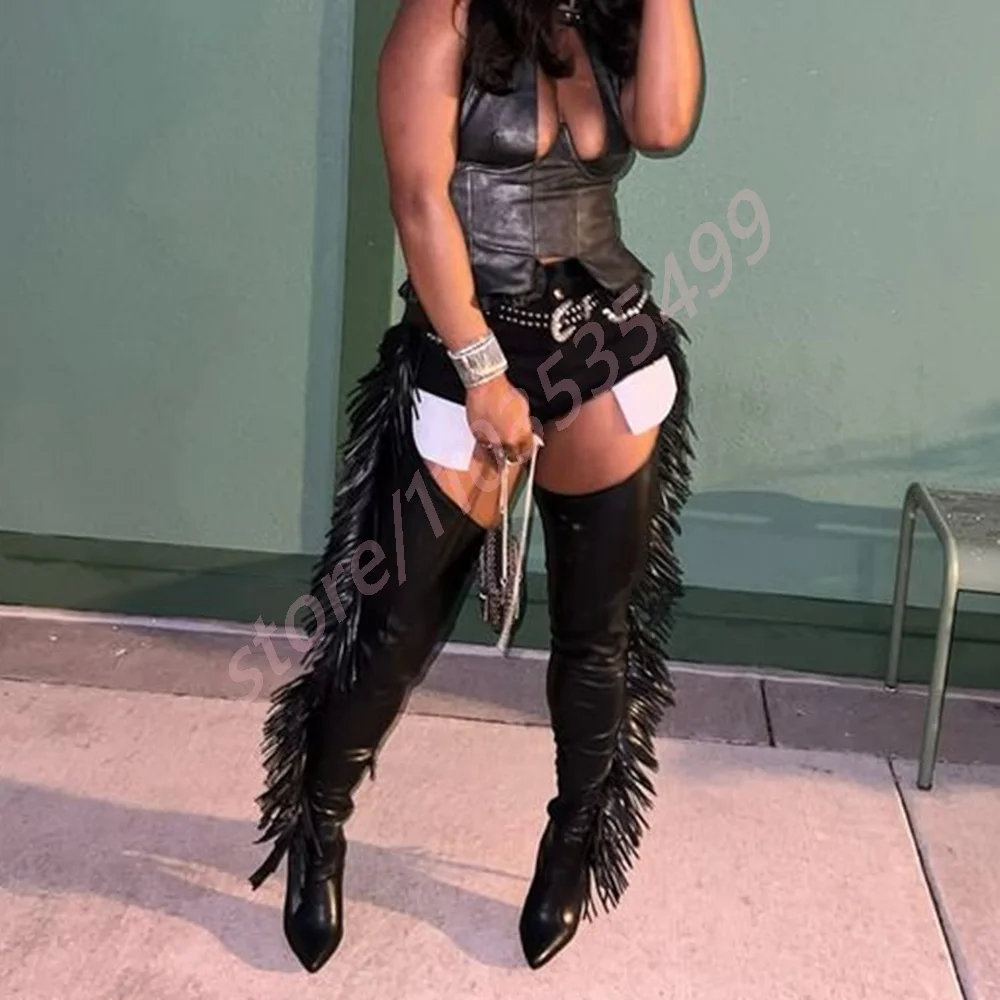 Sexy Ladies Black Fringed Wais - Street Fashion Lady บทวิจารณ์และราคา