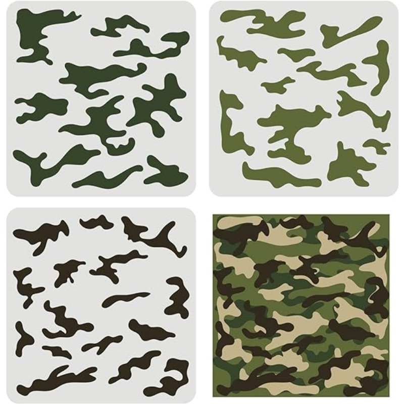 3 pcs Camo Stencil Kit 11.8x11 - Camo Pattern Set บทวิจารณ์และราคา