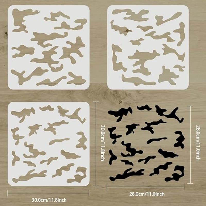 3 pcs Camo Stencil Kit 11.8x11 - Camo Pattern Set บทวิจารณ์และราคา