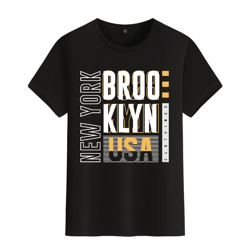 Men's Black Round-Neck Short-S - Street Fashion Of New York บทวิจารณ์และราคา