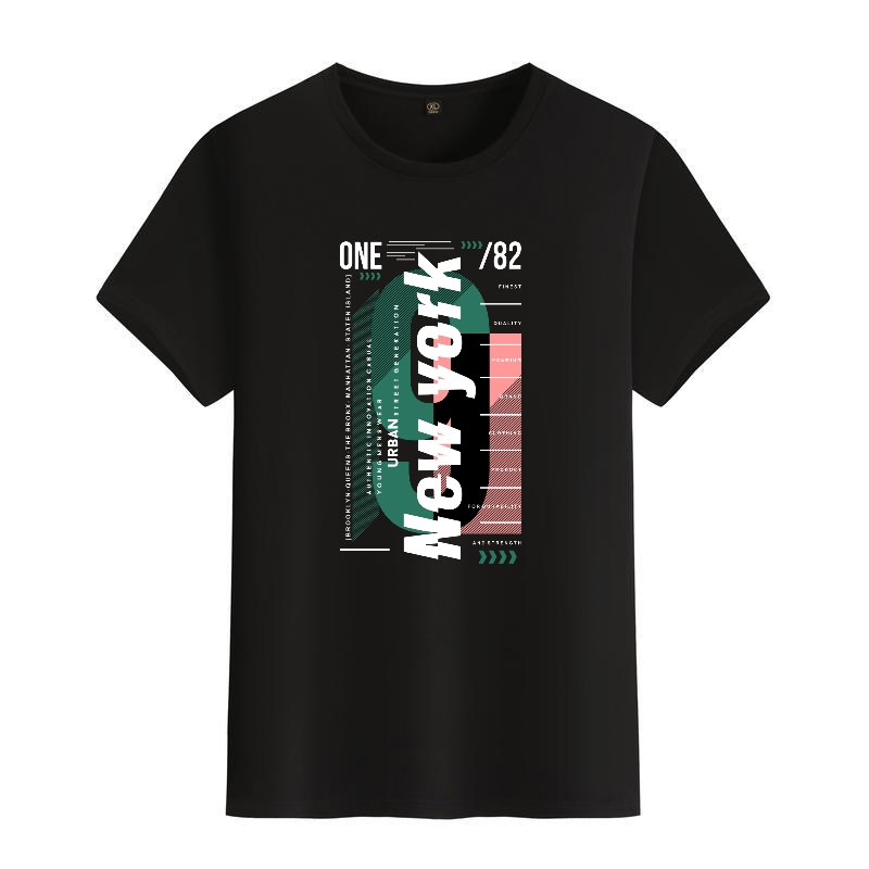 Men's Black Round-Neck Short-S - Street Fashion Of New York บทวิจารณ์และราคา