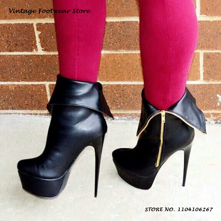 Punk Zipper Platform Ankle Boo - Street Fashion Plus Size บทวิจารณ์และราคา