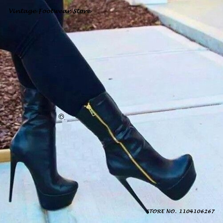 Punk Zipper Platform Ankle Boo - Street Fashion Plus Size บทวิจารณ์และราคา
