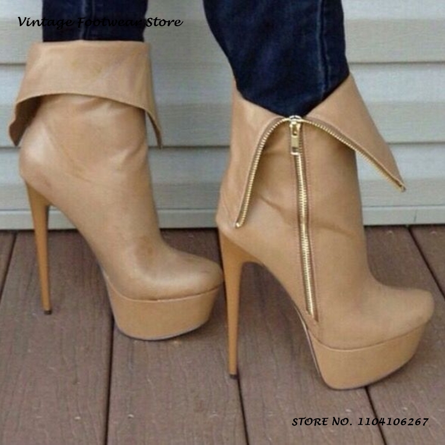 Punk Zipper Platform Ankle Boo - Street Fashion Plus Size บทวิจารณ์และราคา