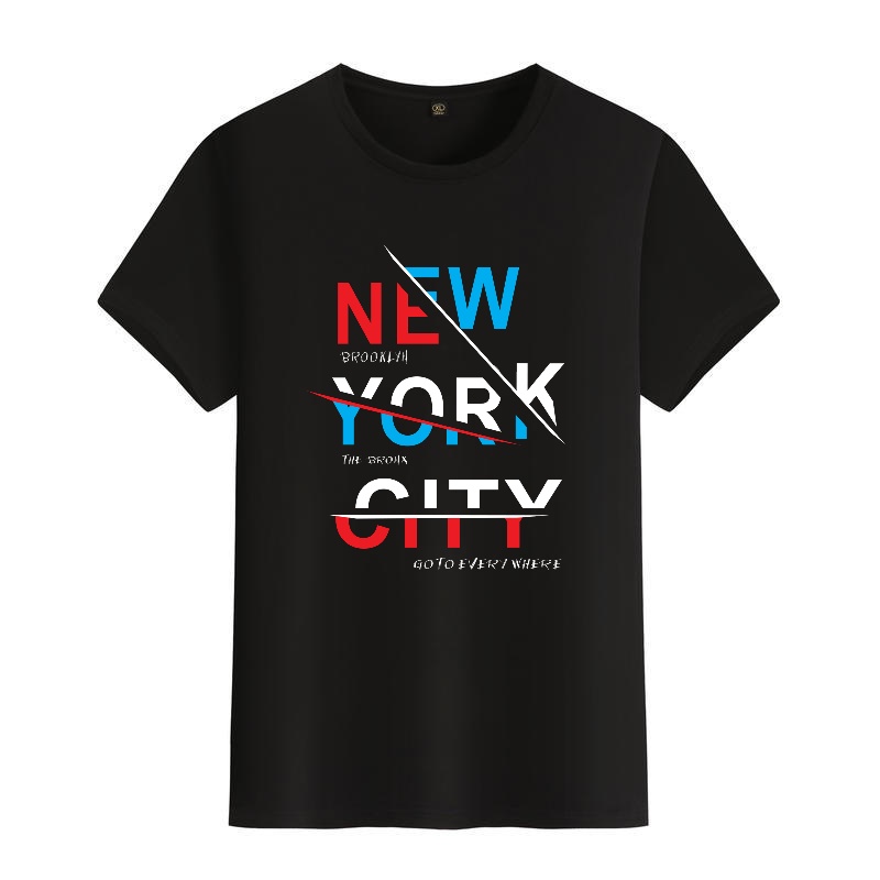 Men's Black Round-Neck Short-S - Street Fashion Of New York บทวิจารณ์และราคา