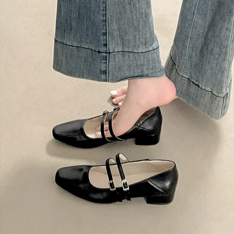 Square Toe Low Heel Women Silv - Street Fashion Ladies บทวิจารณ์และราคา