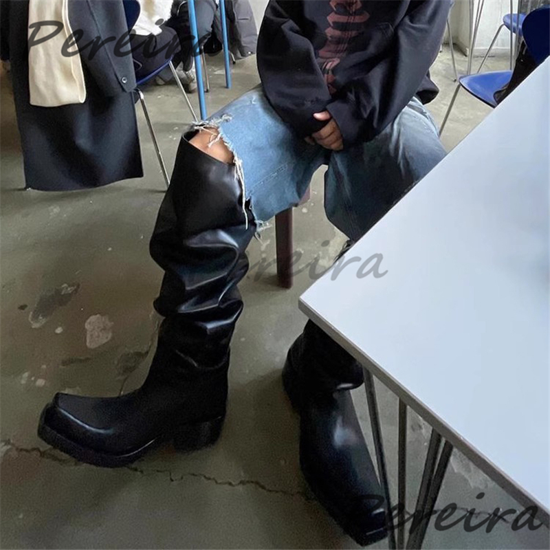 Thick Soled Over The Knee Boot - Street Fashion Rome บทวิจารณ์และราคา
