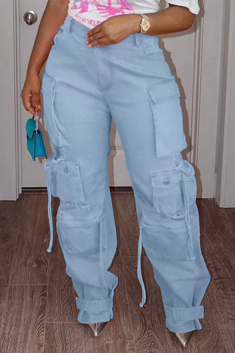 Plus Size Cargo Denim Jeans Po - Street Fashion Plus Size บทวิจารณ์และราคา