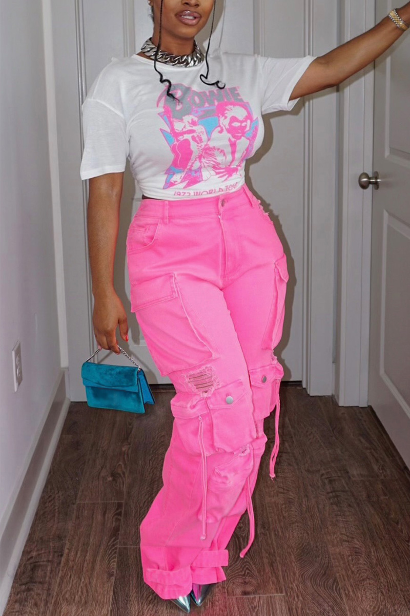 Plus Size Cargo Denim Jeans Po - Street Fashion Plus Size บทวิจารณ์และราคา