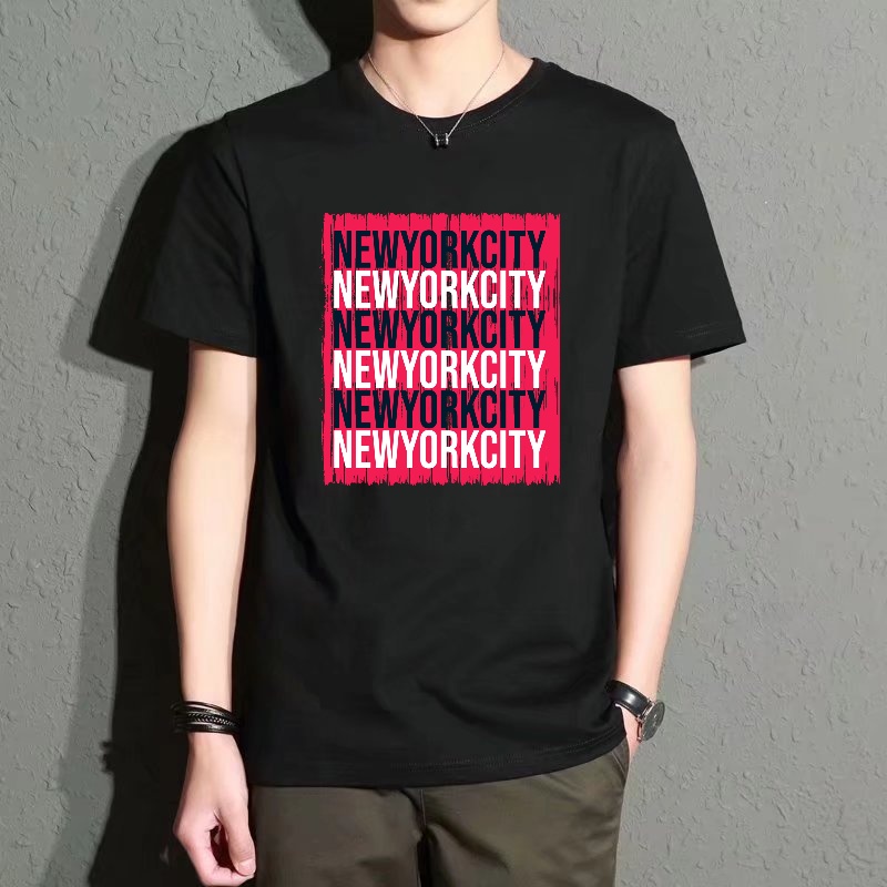Men's Black Round-Neck Short-S - Street Fashion Of New York บทวิจารณ์และราคา